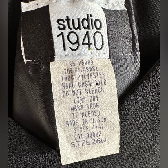 Vintage Studio 1940 Black Dress Lace Trim Lace Flutter Sleeve Size 26W - Picture 6 of 7